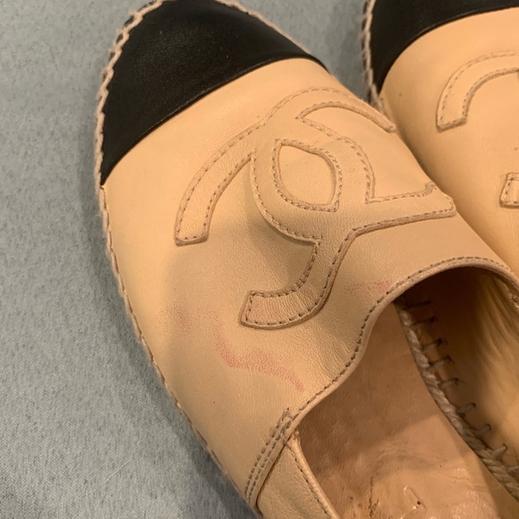 💚CHANEL Espadrille Flats Cap Toe Tan Black - Picture 14 of 16